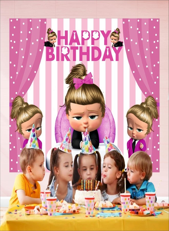 Party Baazaar Boss Baby Girl Birthday Backdrop 4x3 Ft | Backdrops for Decoration | Birthday Decoration Backdrop | Banner for Kids Theme Party - Image 4